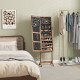 Jewellery Cabinet with LED Light, Lockable Jewellery Organiser with Full-Length Mirror for Bedroom Dressing Room, Rustic Brown