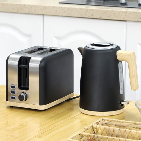 Kettle and Toaster Set, 1.7L 3000W Fast Boil Kettle & 2 Slice Toaster Kitchen Set with 7 Level Browning Controls, Defrost, Rehea