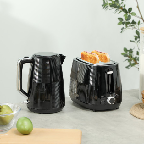 Kettle and Toaster Set, 1.7L 3000W Fast Boil Kettle & 2 Slice Toaster Kitchen Set with 7 Level Browning Controls, Defrost, Rehea