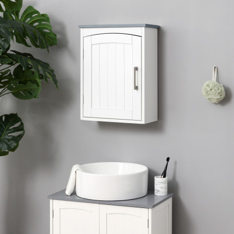 kleankin Bathroom Cabinet Wall Mounted, Modern Bathroom Wall Cabinet with Arched Door and Adjustable Shelf, Bathroom Storage Cab