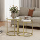 Modern Coffee Table Set of 2, Nest of Tables with Steel Frame and Tempered Glass Tabletop, Side Tables for Living Room Bedroom, 