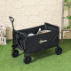 Outsunny 120L Folding Garden Trolley Cart, Outdoor Collapsible Wagon with Wheels and Adjustable Handle for Beach, Camping, Festi