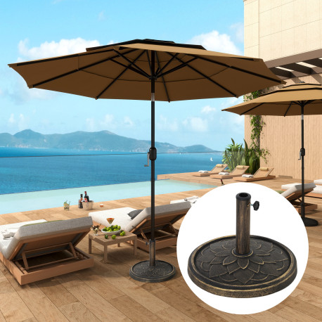 Outsunny 12kg Resin Garden Parasol Base, Round Umbrella Base, Heavy Duty Sun Umbrella Base for 32, 38, 48 mm Umbrella Poles for 