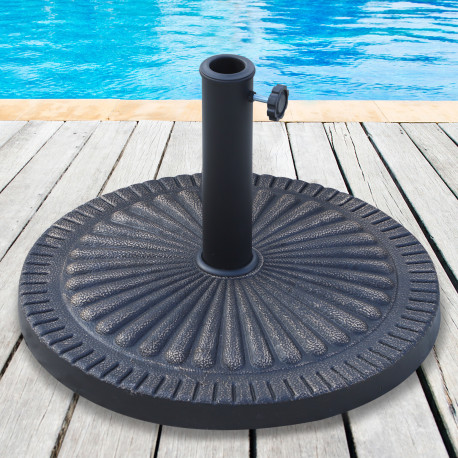 Outsunny 14kg Garden Parasol Base, Round Resin Sun Umbrella Base, Outdoor Umbrella Stand for 38mm or 48mm Outdoor Umbrella Poles