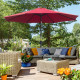 Outsunny 3(m) Tilting Parasol Garden Umbrellas, Outdoor Sun Shade with 8 Ribs, Tilt and Crank Handle for Balcony, Bench, Garden,