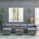 Outsunny 5 PCs PE Rattan Wicker Corner Sofa Set Bonzer Outdoor Conservatory Furniture Lawn Patio Tea Table Footstool w/ Cushion 