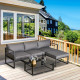Outsunny 5 Pieces Outdoor Patio Furniture Set, Sofa Couch with Glass Coffee Table, Cushioned Chairs and Aluminum Tube, for Balco