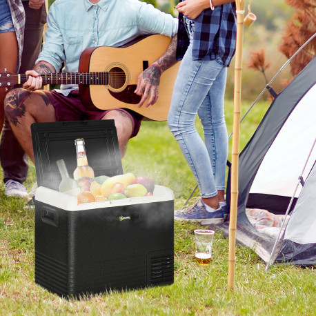 Outsunny 50L Car Refrigerator, Portable Compressor Car Fridge Freezer, Electric Cooler Box with 12/24V DC and 110-240V AC for Ca
