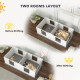 Outsunny 7 Pieces Outdoor Rattan Garden Furniture with Fire Pit Table, 6 Seater Garden Table and Chairs with Cushions, Rattan Di