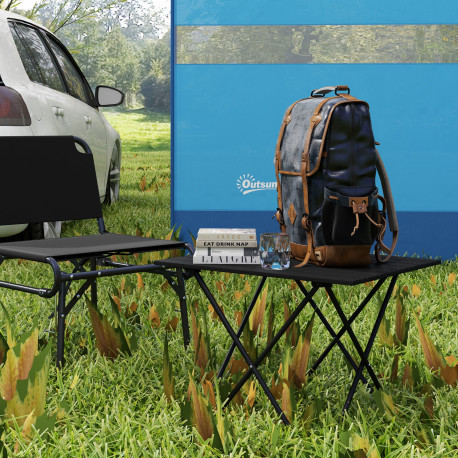 Outsunny Folding Camping Table, Lightweight Metal Picnic Table with Carry Bag, Foldable Table for Outdoor Camping, Picnic, Hikin