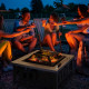 Outsunny Metal Large Firepit Outdoor Square Fire Pit Brazier w/ Rain Cover, Lid, Log Grate, Poker for Backyard, Camping, BBQ, Bo