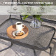 Outsunny Round End Table, Rattan Side Table, Hollow Drum Design Coffee Table w/ Glass Tabletop for Patio, Garden, Balcony Black