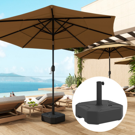 Outsunny Square Garden Parasol Base, Garden Umbrella Stand Heavy Duty Parasol Base, Filled Up to 25kg with Stand or 20kg with Wa