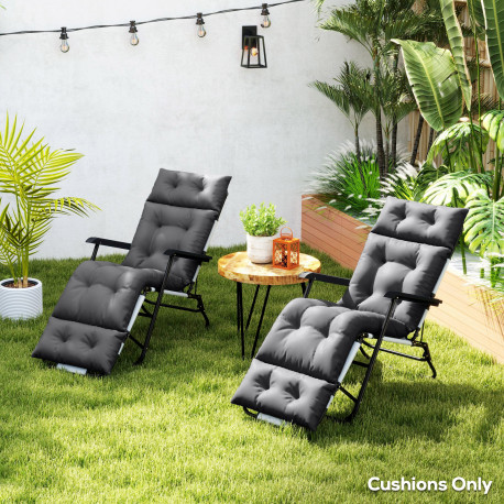Outsunny Sun Lounger Cushions Only, 190x56x10cm Garden Lounge Chair Cushions Set of 2, UPF20+ 220gsm Fabric, Thick Sunbed Replac