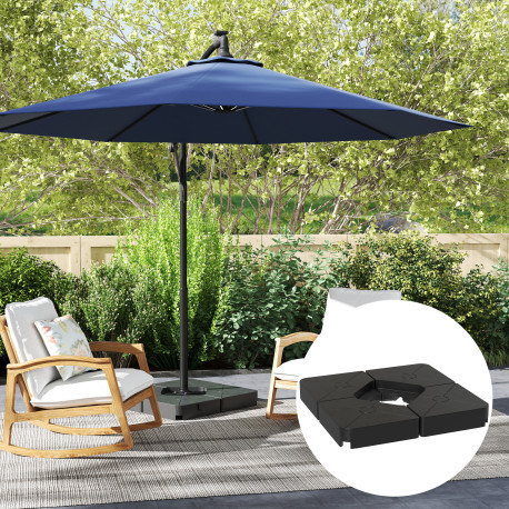 Outsunny Umbrella Weights for Cantilever Parasols, Set of 4 Heavy Duty Parasol Base Weights, 64kg Sand or 55kg Water Filled, Bla