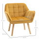 Outsunny Wooden Garden Love Seat w/ Coffee Table Umbrella Hole, Tan Brown