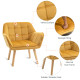 Outsunny Wooden Garden Love Seat w/ Coffee Table Umbrella Hole, Tan Brown