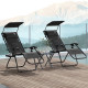 Outsunny Zero Gravity Lounger Chair Set of 2, Folding Reclining Patio Chair with Shade Cover, Cup Holder, Soft Cushion and Headr