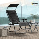 Outsunny Zero Gravity Lounger Chair, Folding Reclining Patio Chair with Shade Cover, Cup Holder, Soft Cushion and Headrest for P